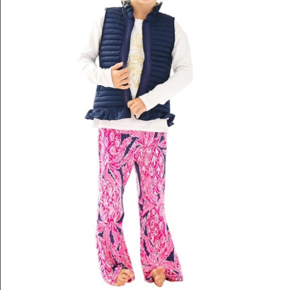 Lilly Pulitzer Girls Levi Vest 12-14 floral navy